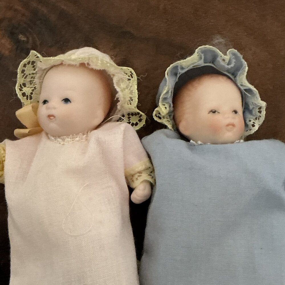 Vintage Russ Berrie & Co Bisque Porcelain Dolls Set